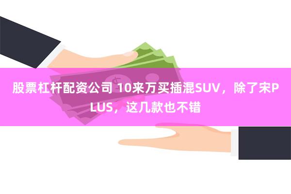 股票杠杆配资公司 10来万买插混SUV，除了宋PLUS，这几款也不错